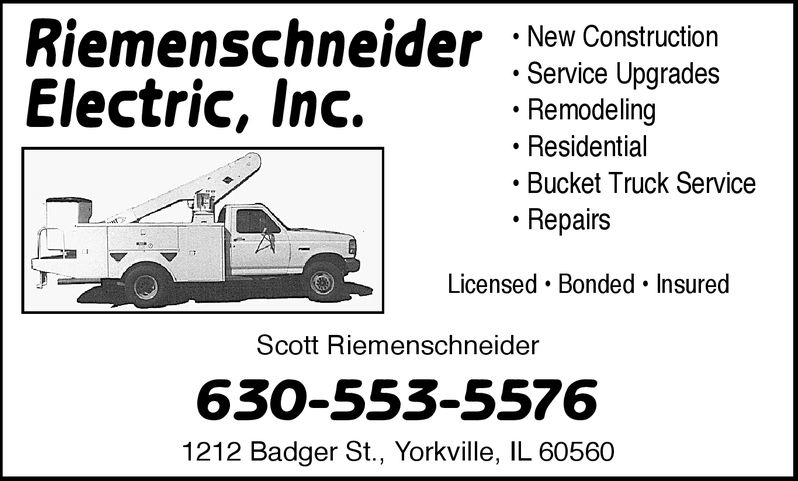 Riemenschneider Electric | 1212 Badger St, Yorkville, IL 60560 | Phone: (630) 553-5576