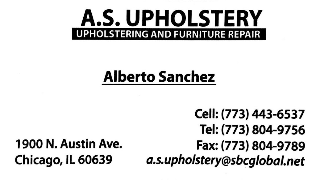 A.S. Upholstery | 1900 N Austin Ave #11e, Chicago, IL 60639 | Phone: (773) 804-9756