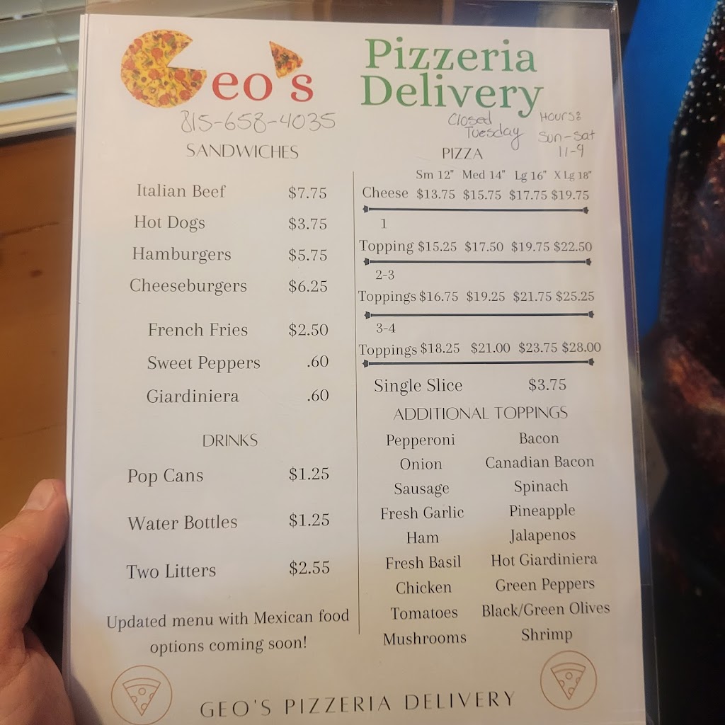 Geo’s Pizzeria | 1 W Main St, Newark, IL 60541 | Phone: (815) 658-4035