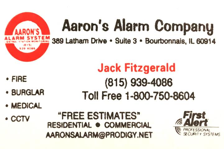 Aarons Alarm Company | 389 William R Latham Senior Dr # 3, Bourbonnais, IL 60914 | Phone: (815) 939-4086